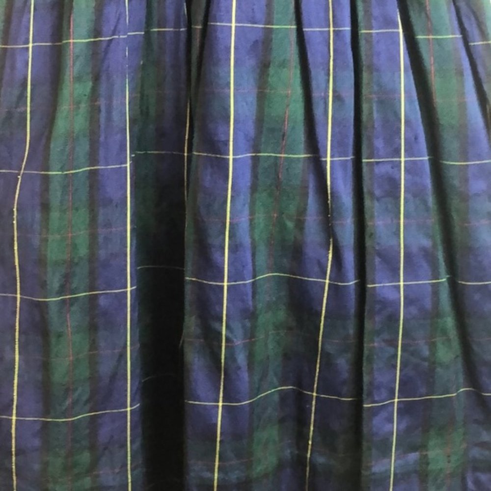 Vintage 80s Blue Girls Velvet Silk Party Dress - Picture 3 of 6